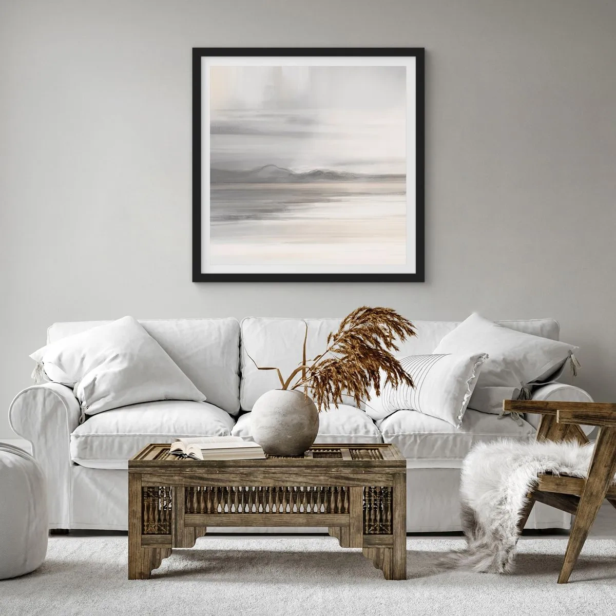 Poster in einem schwarzem Rahmen - Nachdenkliche Distanz - 30x30 cm