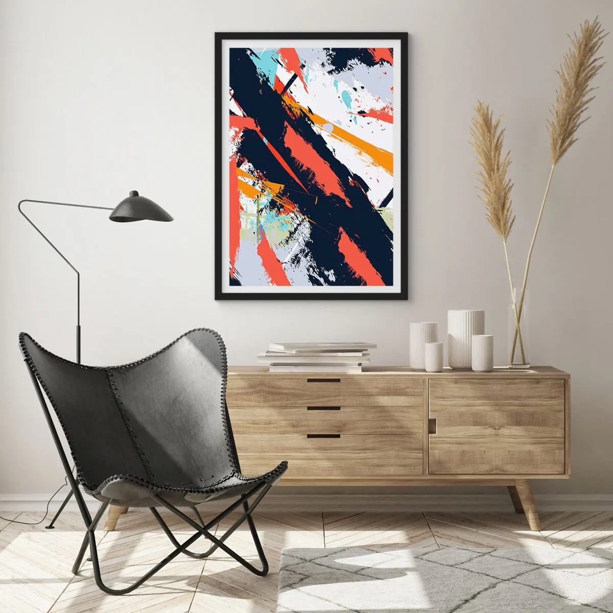 Poster in einem schwarzem Rahmen - Dynamische Komposition - 40x50 cm