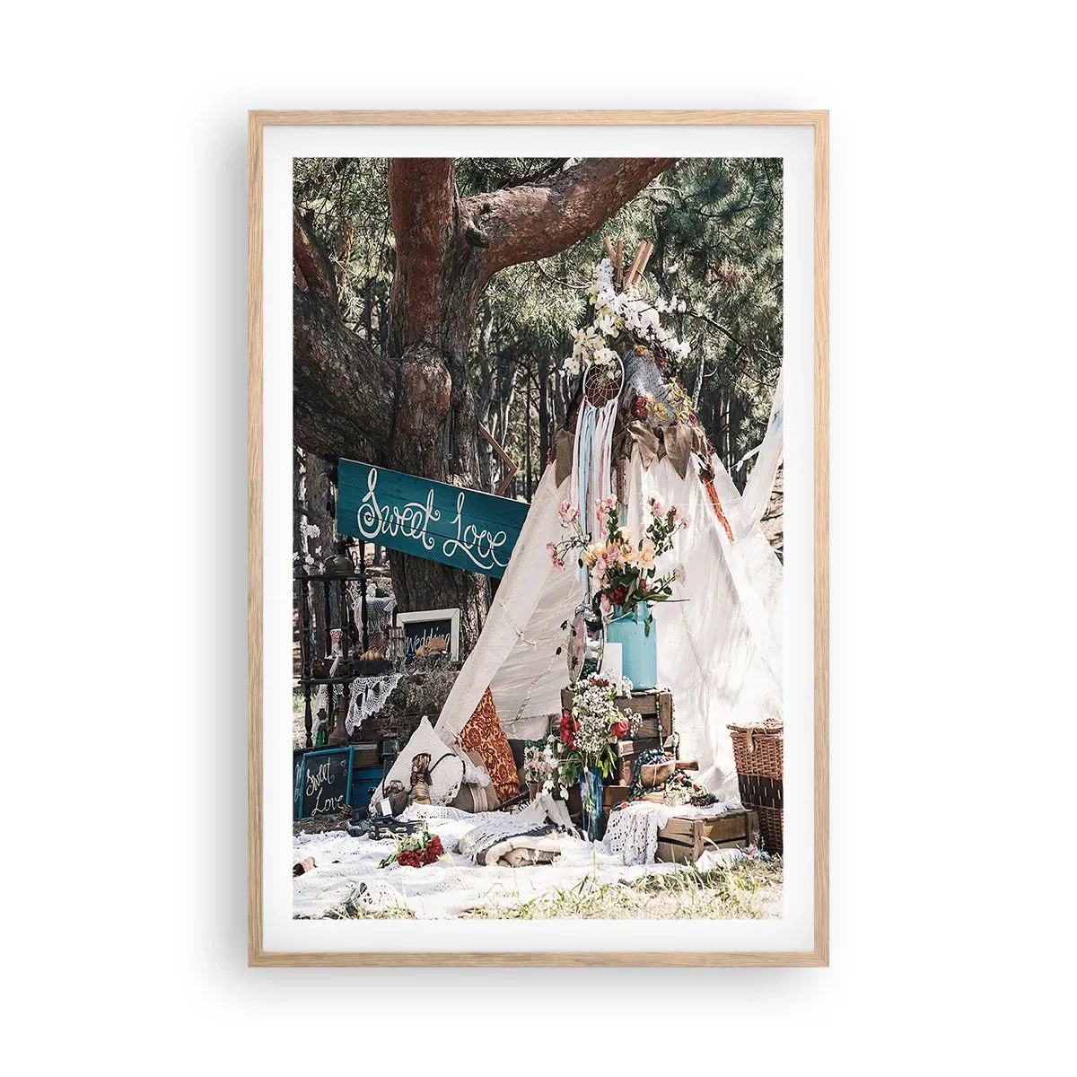 Poster in einem Rahmen aus heller Eiche - Liebe machen ... - 61x91 cm