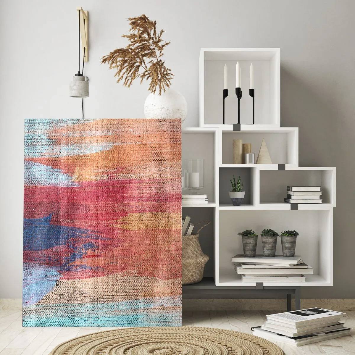 Glasbild - Bild auf glas - Bunte abstrakte Pinselstriche - 70x100cm - Renne den Regenbogen hinunter - Moderne Wanddekoration für Wohnzimmer und Schlafzimmer ARTTOR