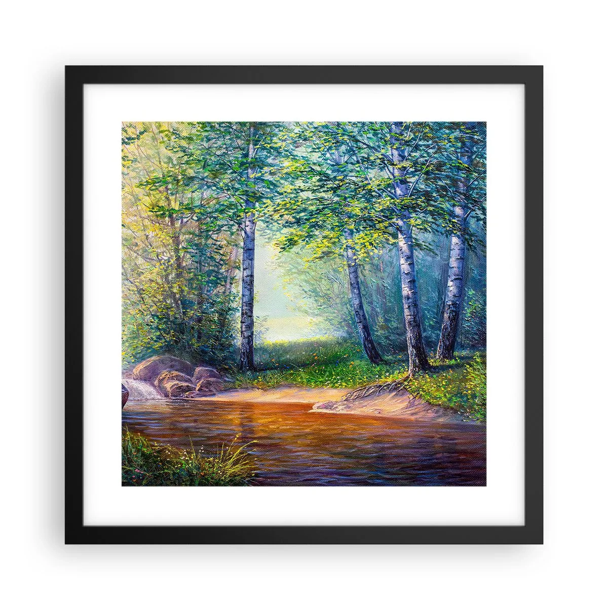 Poster in einem schwarzem Rahmen - Idyllische Landschaft - 40x40 cm