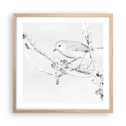 Poster in einem Rahmen aus heller Eiche - Wintermorgen - 50x50 cm