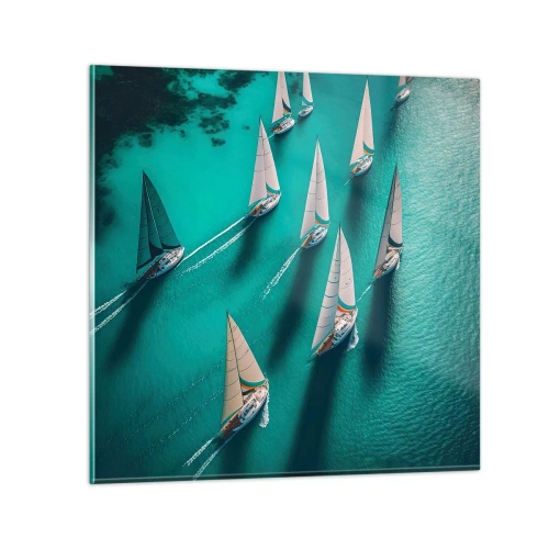 Glasbild - Bild auf glas - Im Wettbewerb mit dem Wind - 30x30 cm