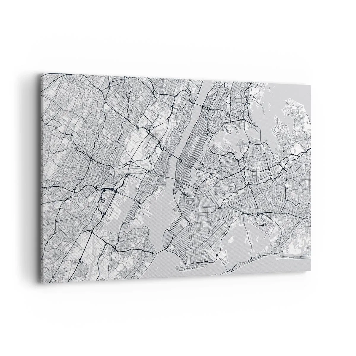 Bild auf Leinwand - Leinwandbild - Ein Stadtplan im minimalistischen Stil auf grauem Hintergrund - 120x80cm - Die Anatomie einer Metropole - Moderne Wanddekoration für Wohnzimmer und Schlafzimmer ARTTOR