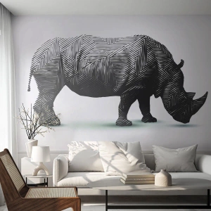 Selbstklebende Fototapete Deluxe Sticker - Geometrische Schönheit der Natur - Tiere, Nashorn, Grafik - 250x175 cm