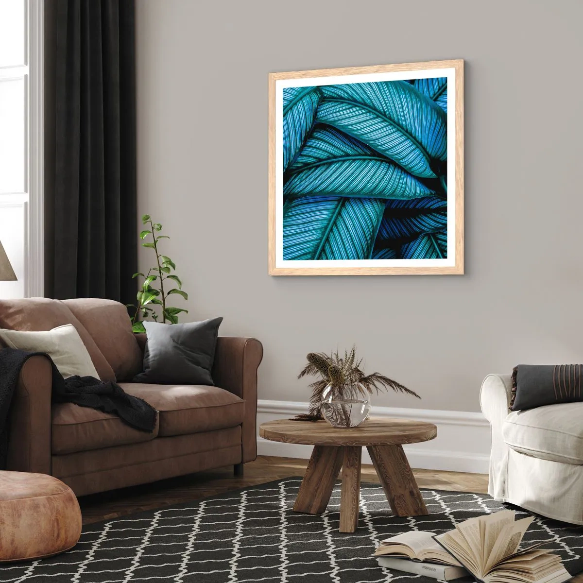 Poster in einem Rahmen aus heller Eiche - Lebenslinien - 30x30 cm