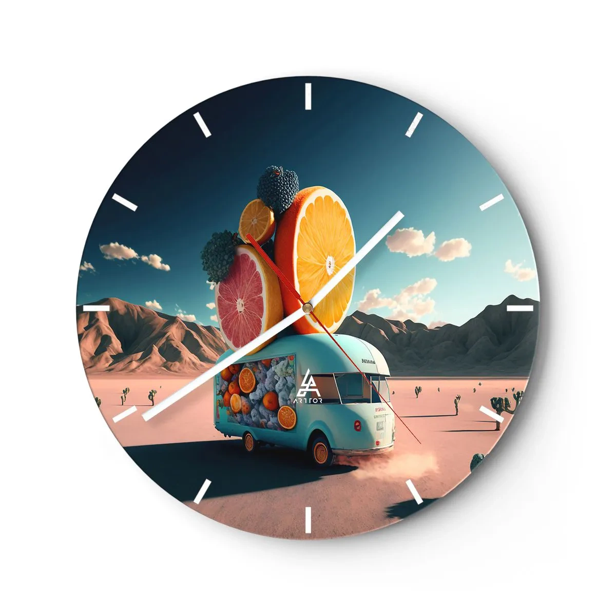 Wanduhr - Glasuhr - Geschmack von Urlaub - 40x40 cm