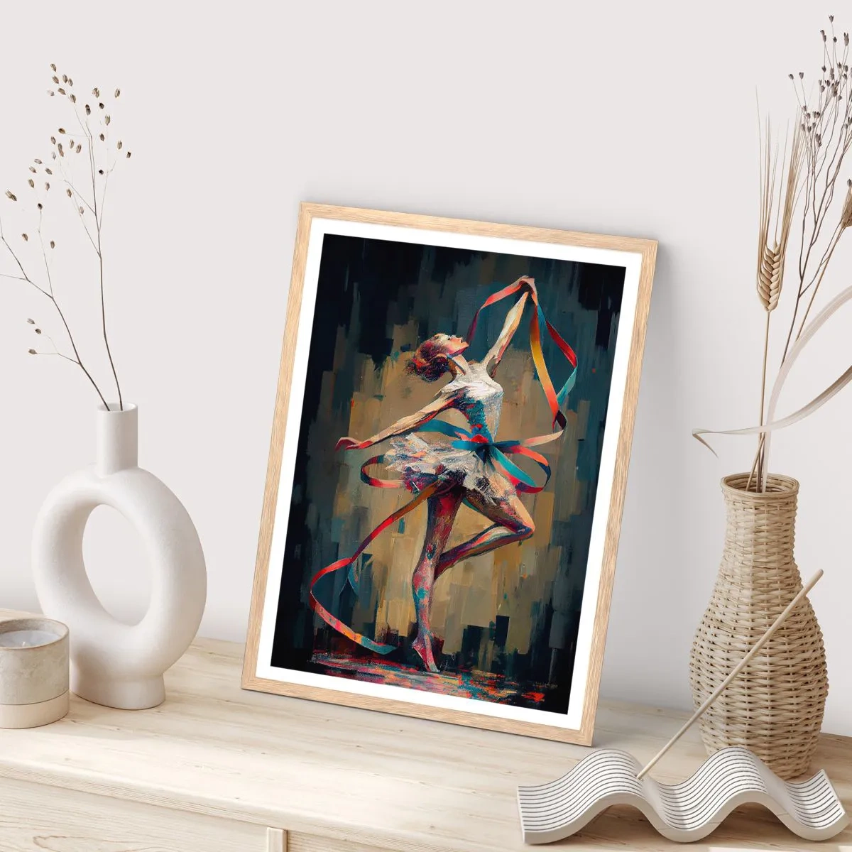 Poster in einem Rahmen aus heller Eiche - Bandtanz - 50x70 cm