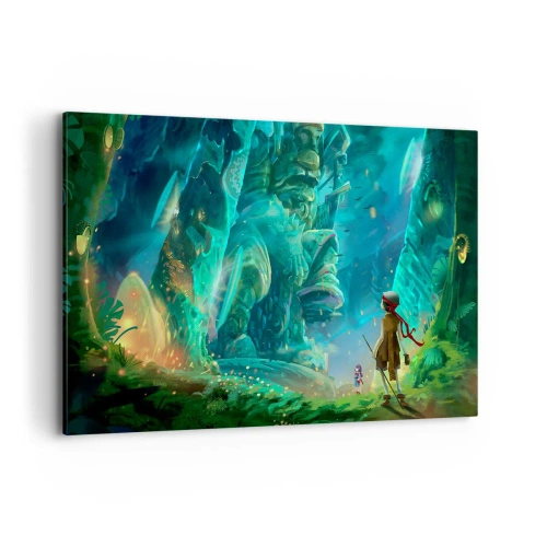 Bild auf Leinwand - Leinwandbild - Zauberwald mit Entdeckercharakter - 120x80cm - Aus dem großen Märchenbuch - Moderne Wanddekoration für Wohnzimmer und Schlafzimmer ARTTOR