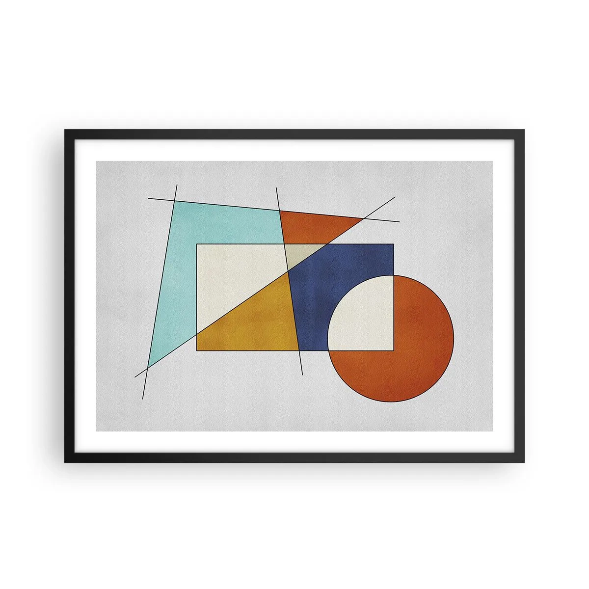 Poster in einem schwarzem Rahmen - Eine modernistische Komposition aus geometrischen Formen und Farben - 70x50cm - Abstraktion: modernistisches Spiel - Moderne Wanddekoration für Wohnzimmer und Schlafzimmer ARTTOR