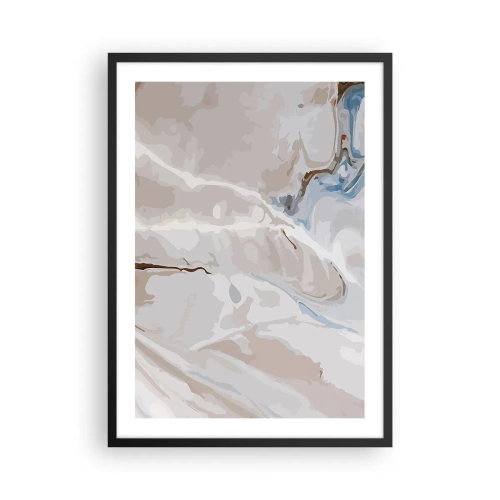 Poster in einem schwarzem Rahmen - Marmormuster in zarten Beige- und Blautönen - 50x70cm - Blau schlängelt sich unter dem Weiß - Moderne Wanddekoration für Wohnzimmer und Schlafzimmer ARTTOR