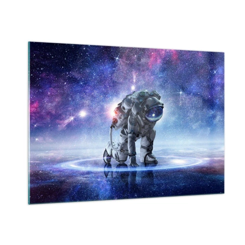 Glasbild - Bild auf glas - Astronaut im Weltraum vor dem Sternenhimmel - 100x70cm - Der Sternenhimmel über mir - Moderne Wanddekoration für Wohnzimmer und Schlafzimmer ARTTOR