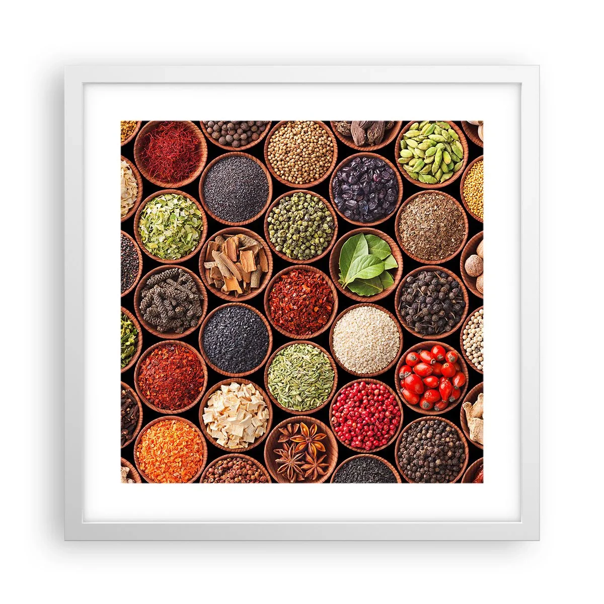 Poster in einem weißen Rahmen - Alle Aromen der Welt - 40x40 cm