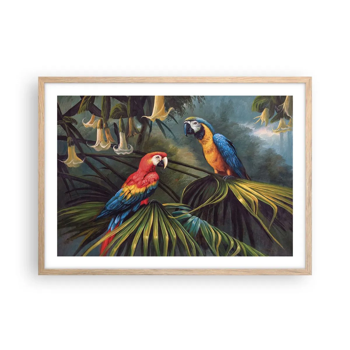 Poster in einem Rahmen aus heller Eiche - Romantik in den Tropen - 70x50 cm