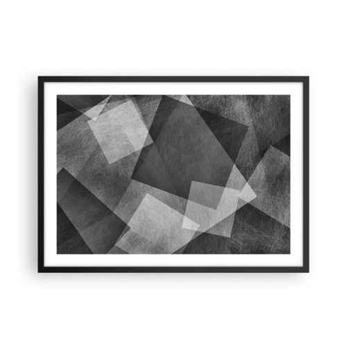 Poster in einem schwarzem Rahmen - Schwarz-Weiß-Abstraktion mit geometrischen Formen - 70x50cm - Das ewige Symbol für Beständigkeit und Ordnung - Moderne Wanddekoration für Wohnzimmer und Schlafzimmer ARTTOR