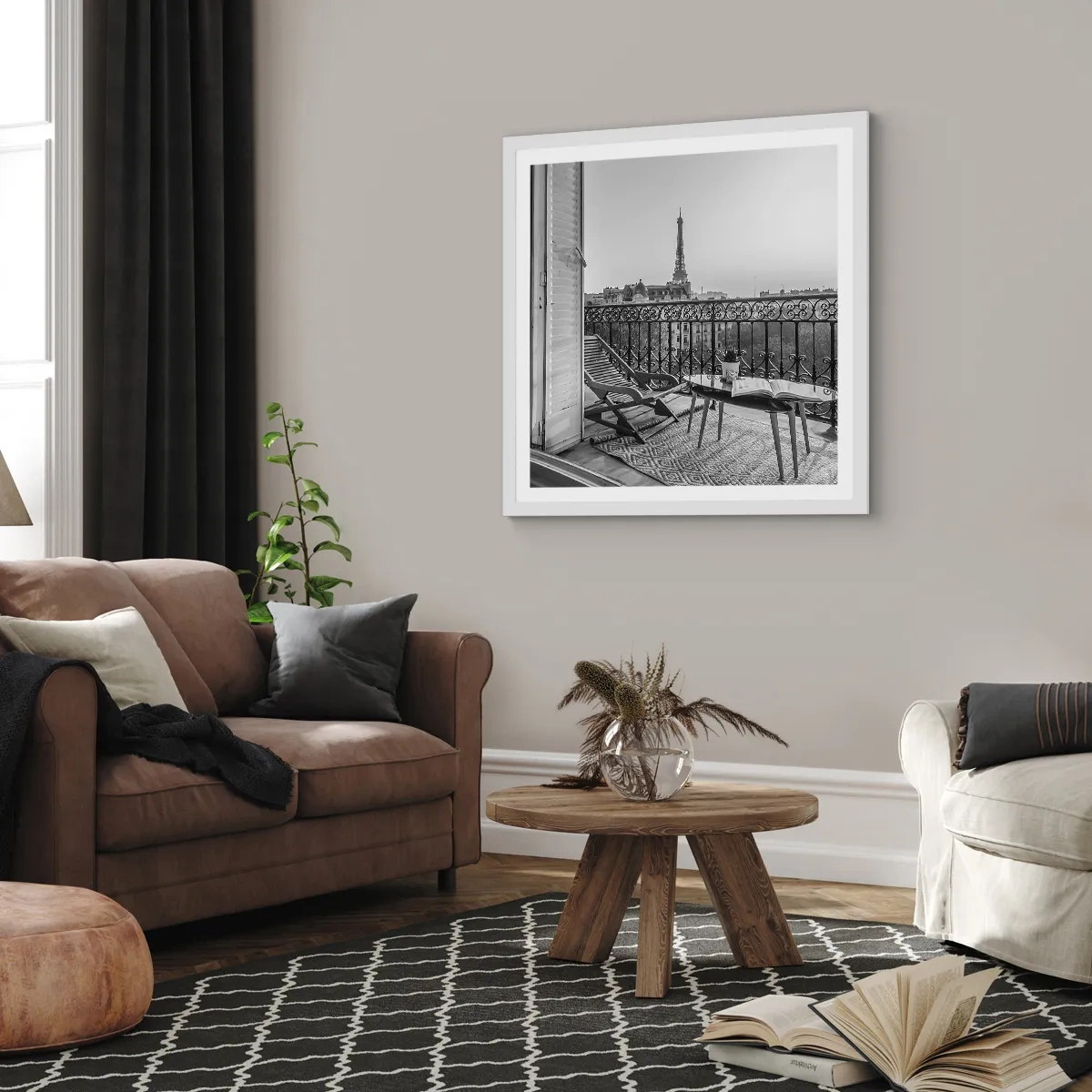 Poster in einem weißen Rahmen - Pariser Nachmittag - 40x40 cm