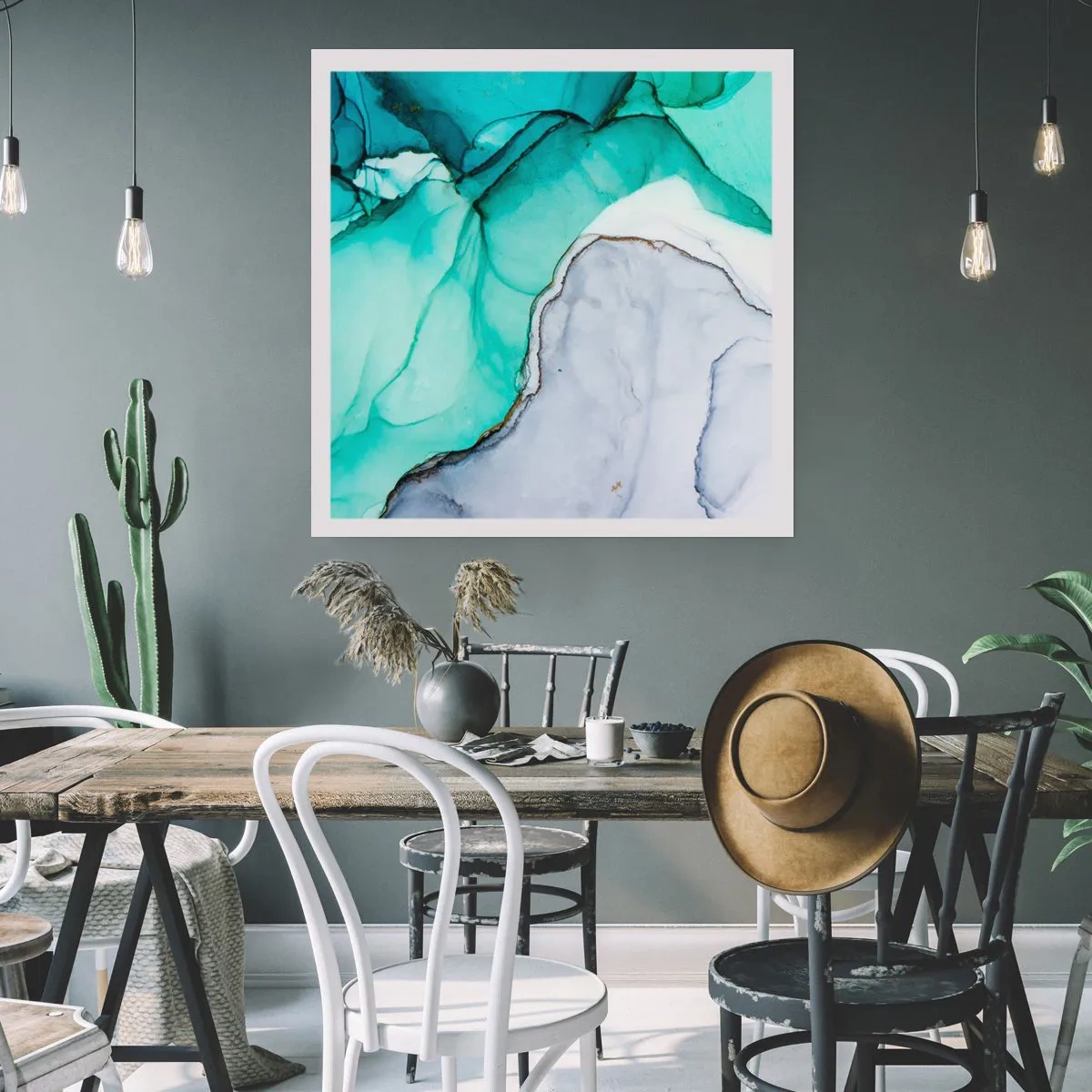 Poster - Eine Studie in Türkis - 40x40 cm