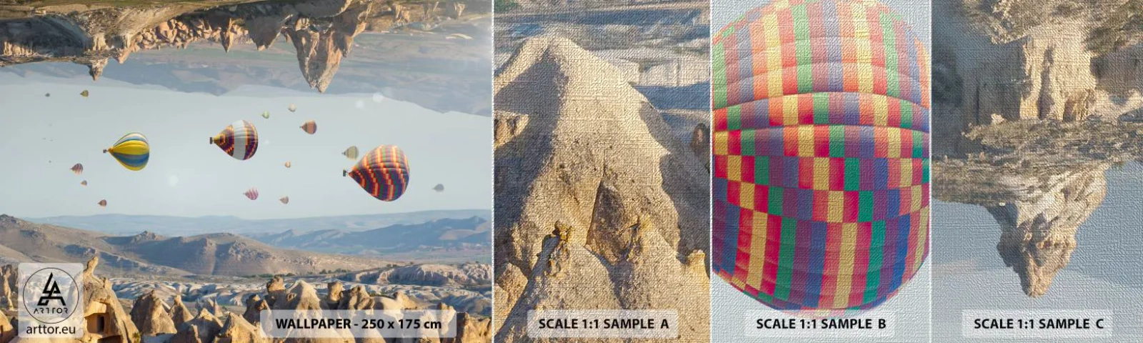 Fototapeten Muster Premium Canvas - Hier ist alles möglich - Abstraktion, Luftballons, Landschaft - 100x30 cm