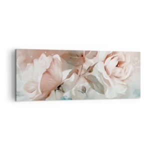 Bild auf Leinwand - Leinwandbild - Zarte Rosen in Pastelltönen auf hellem Untergrund - 140x50cm - Geist der Romantik - Moderne Wanddekoration für Wohnzimmer und Schlafzimmer ARTTOR