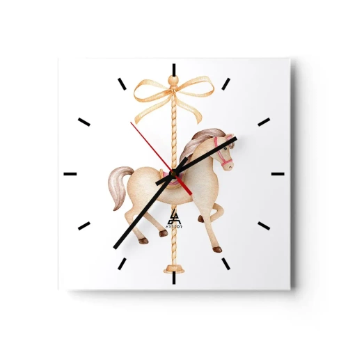 Wanduhr - Glasuhr - Anmutiger Trab - 40x40 cm