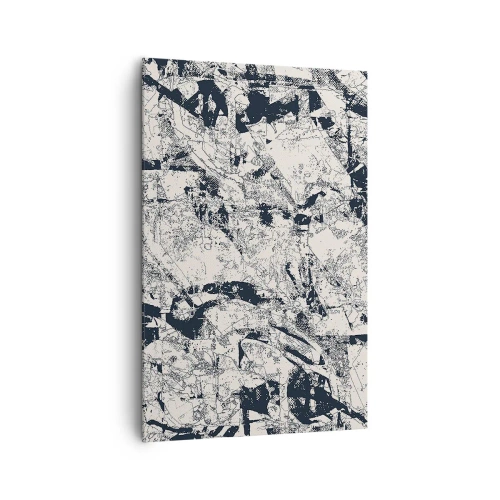 Bild auf Leinwand - Leinwandbild - Abstrakte Komposition in Schwarzweiß mit dynamischem Layout - 80x120cm - Durchdringung der Gegensätze - Moderne Wanddekoration für Wohnzimmer und Schlafzimmer ARTTOR