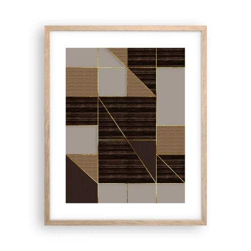 Poster in einem Rahmen aus heller Eiche - Ein Mosaik aus Braun und Gold - 40x50 cm