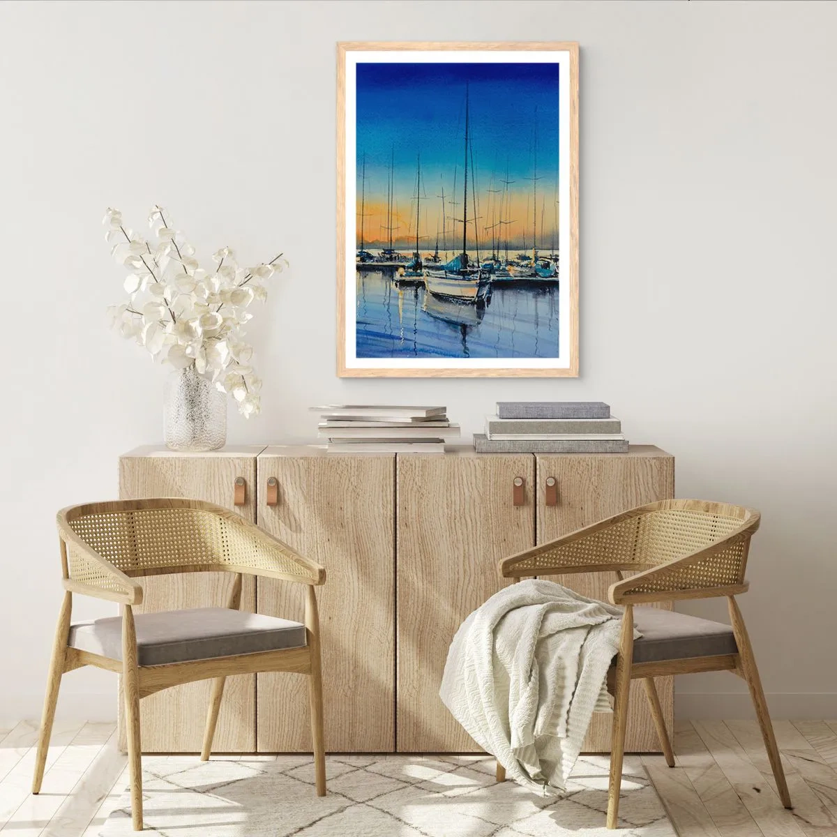 Poster in einem Rahmen aus heller Eiche - Ende eines guten Tages - 50x70 cm