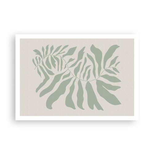 Poster - Ein zartes Zweigmuster mit Blättern in einem Smaragdgrünton - 100x70cm - Smaragdzweig - Moderne Wanddekoration für Wohnzimmer und Schlafzimmer ARTTOR