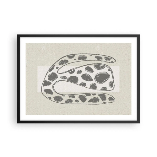 Poster in einem schwarzem Rahmen - Abstraktes organisches Muster in Grautönen - 70x50cm - Seltsame Kreatur - Moderne Wanddekoration für Wohnzimmer und Schlafzimmer ARTTOR