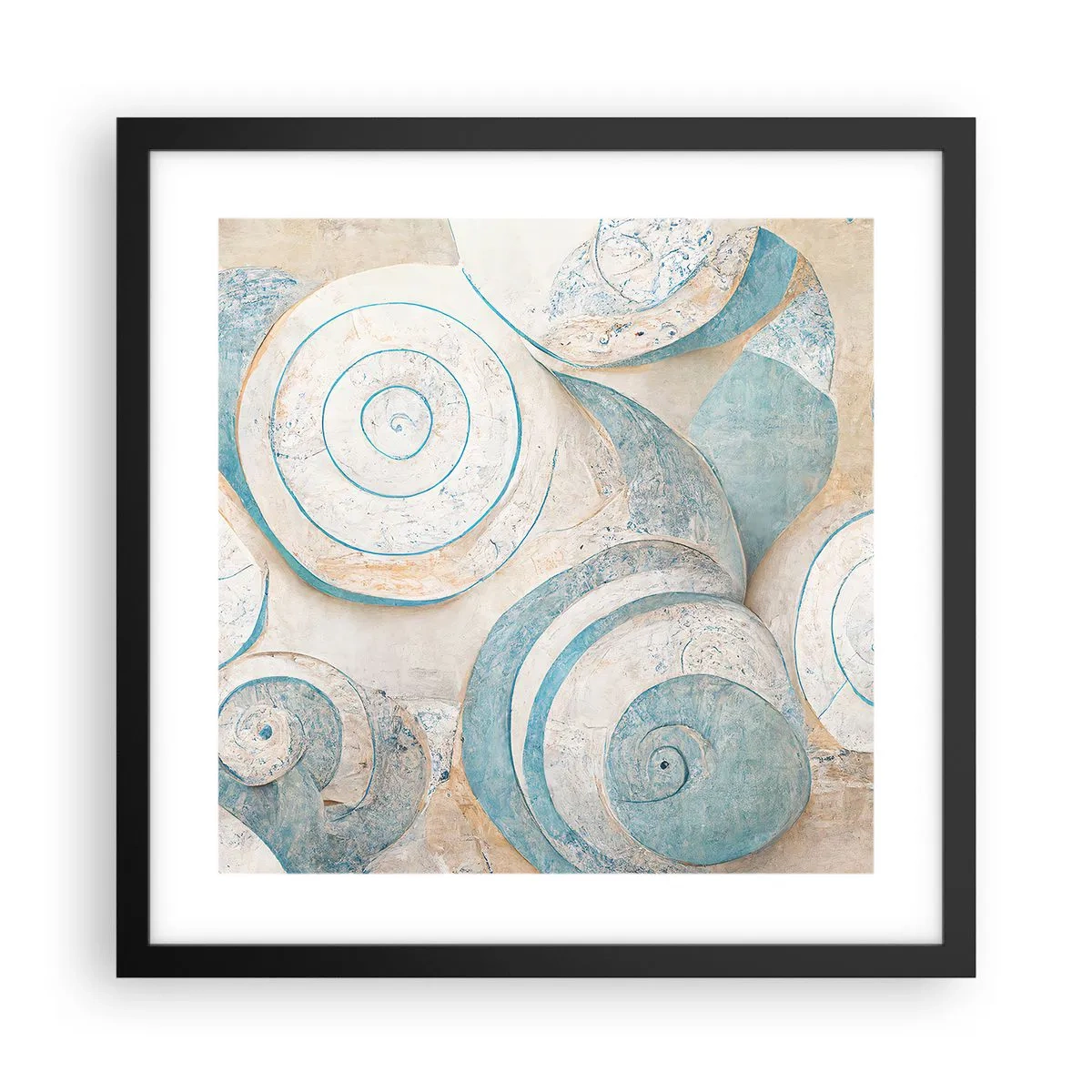 Poster in einem schwarzem Rahmen - Was verbirgt sich in der Muschel? - 40x40 cm