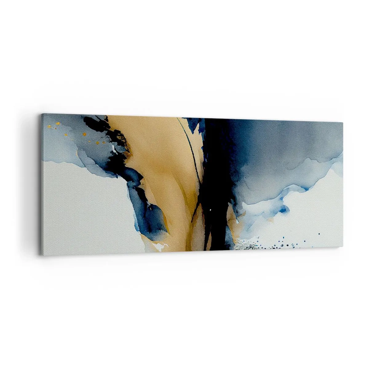 Bild auf Leinwand - Leinwandbild - Eine abstrakte Komposition in Marineblau- und Goldtönen - 120x50cm - Hinter dem Vorhang - Moderne Wanddekoration für Wohnzimmer und Schlafzimmer ARTTOR