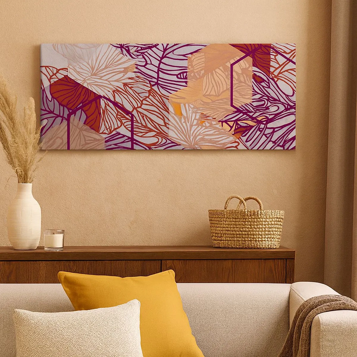 Bild auf Leinwand - Leinwandbild - Unmögliche Beziehung zwischen Geometrie und Natur - 100x40 cm