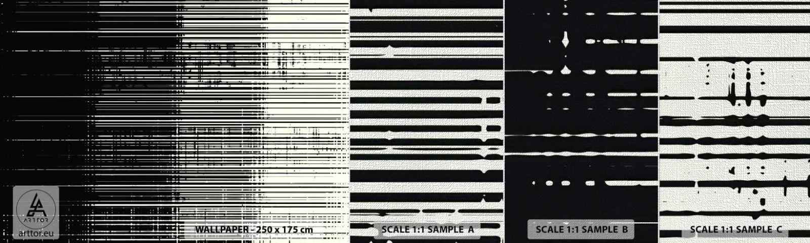 Fototapeten Muster Premium Canvas - Wellen und Vibrationen - Schwarz und weiß, Barcodes, Linien - 100x30 cm