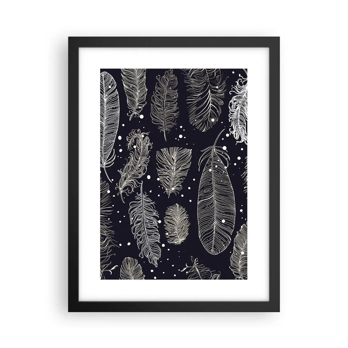 Poster in einem schwarzem Rahmen - Gefiederte Spitze - 30x40 cm