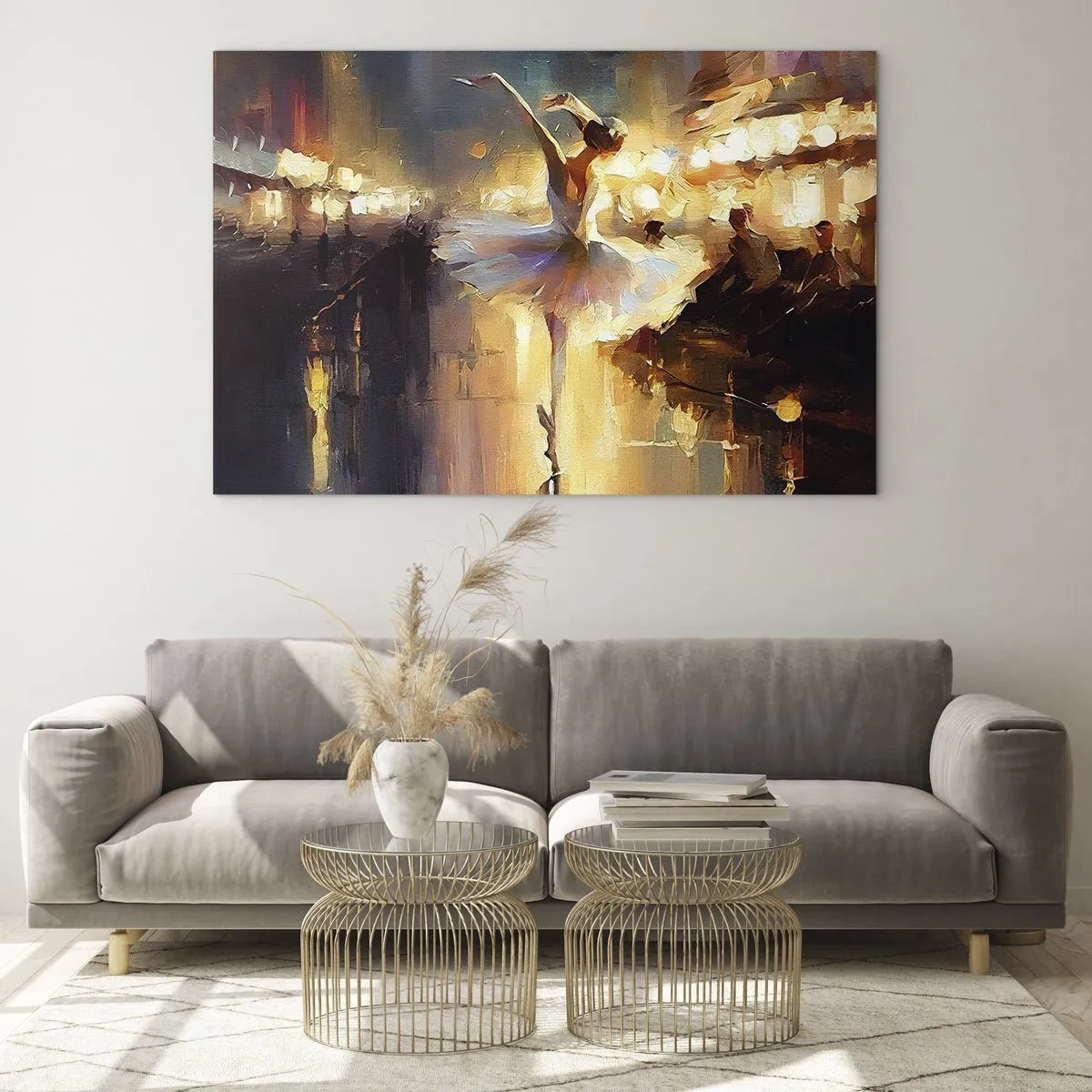 Glasbild - Bild auf glas - Ballerina im Licht der Stadtlichter - 70x50cm - Wunder auf der Straße - Moderne Wanddekoration für Wohnzimmer und Schlafzimmer ARTTOR