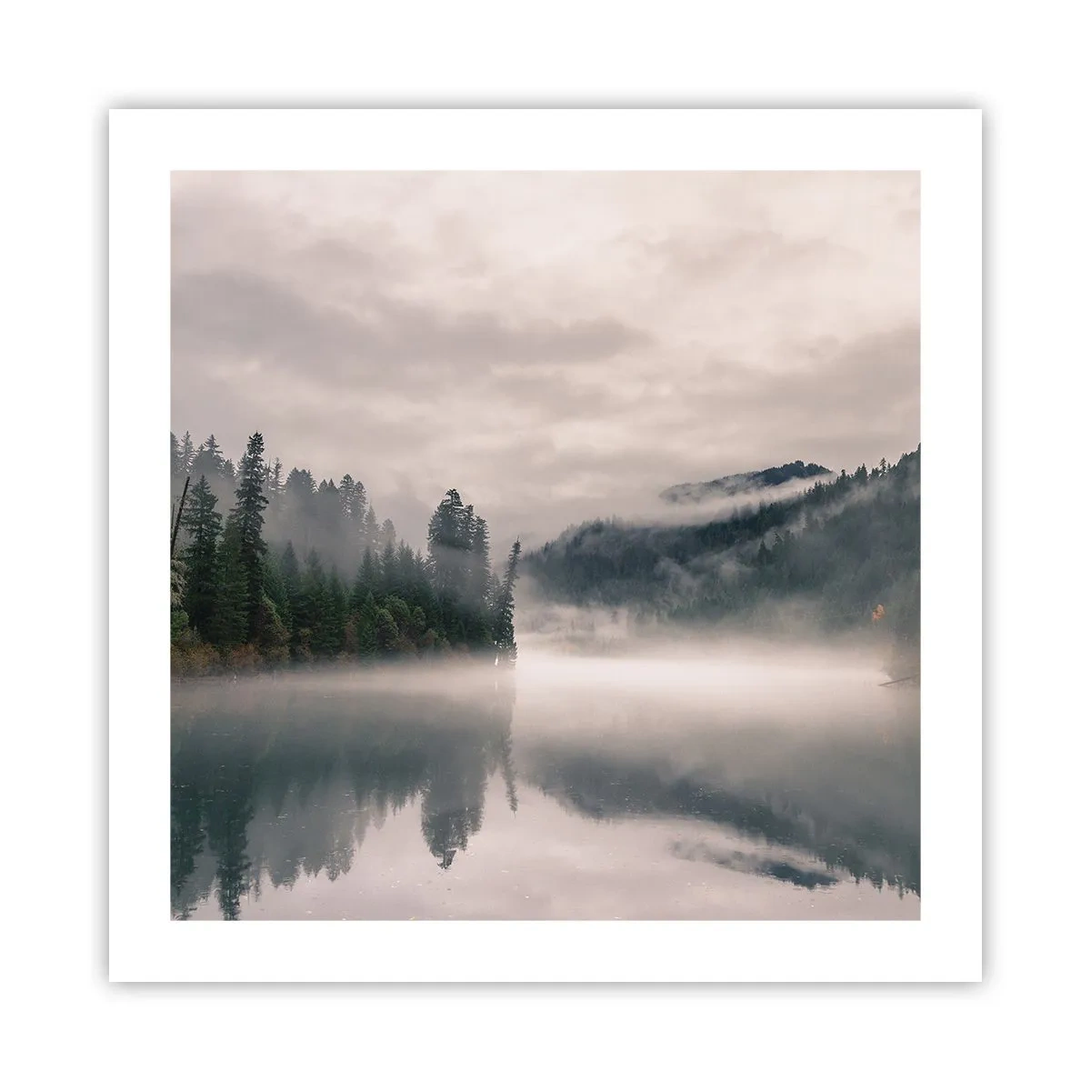 Poster - In Reflexion, im Nebel - 50x50 cm