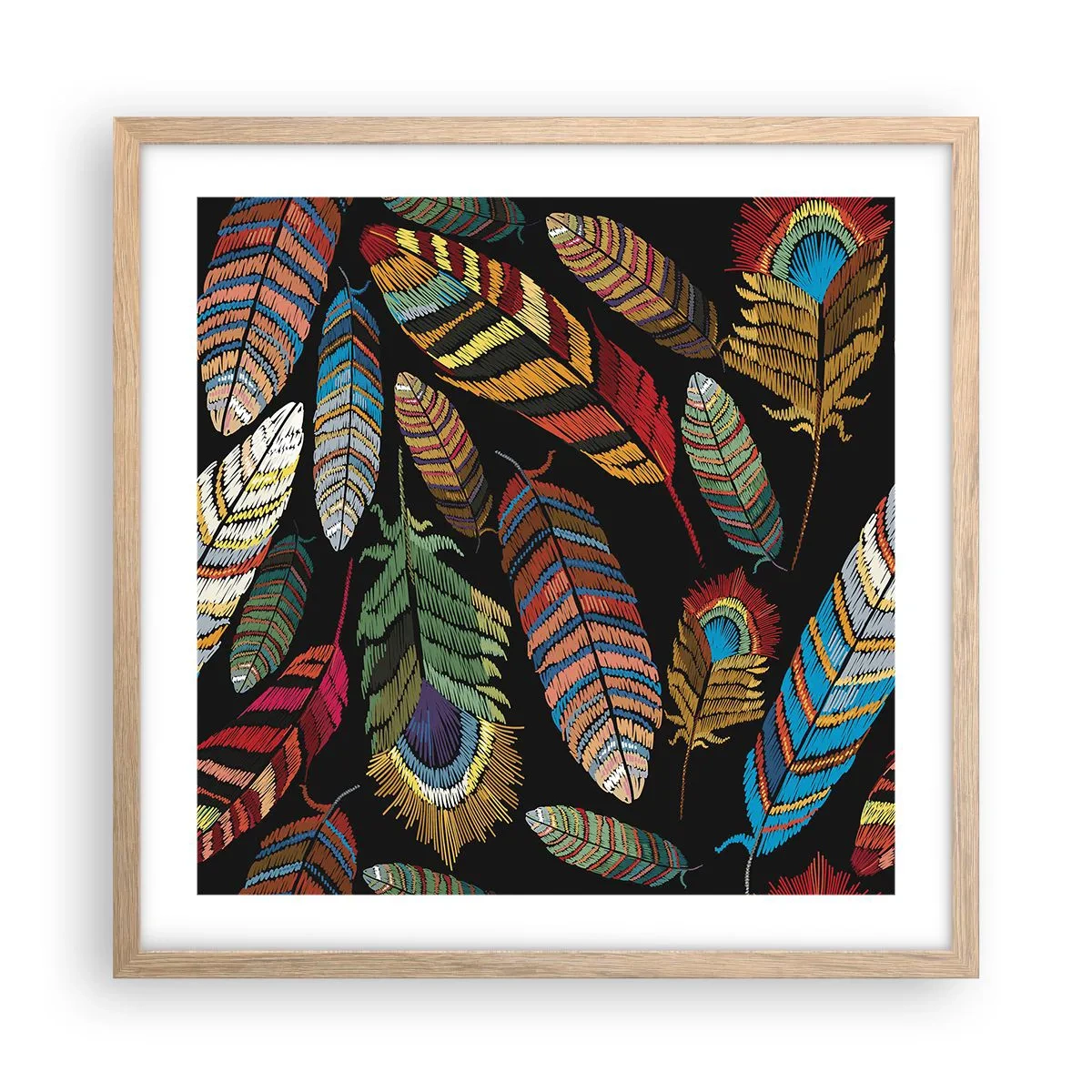 Poster in einem Rahmen aus heller Eiche - Der Vogelkarneval - 50x50 cm