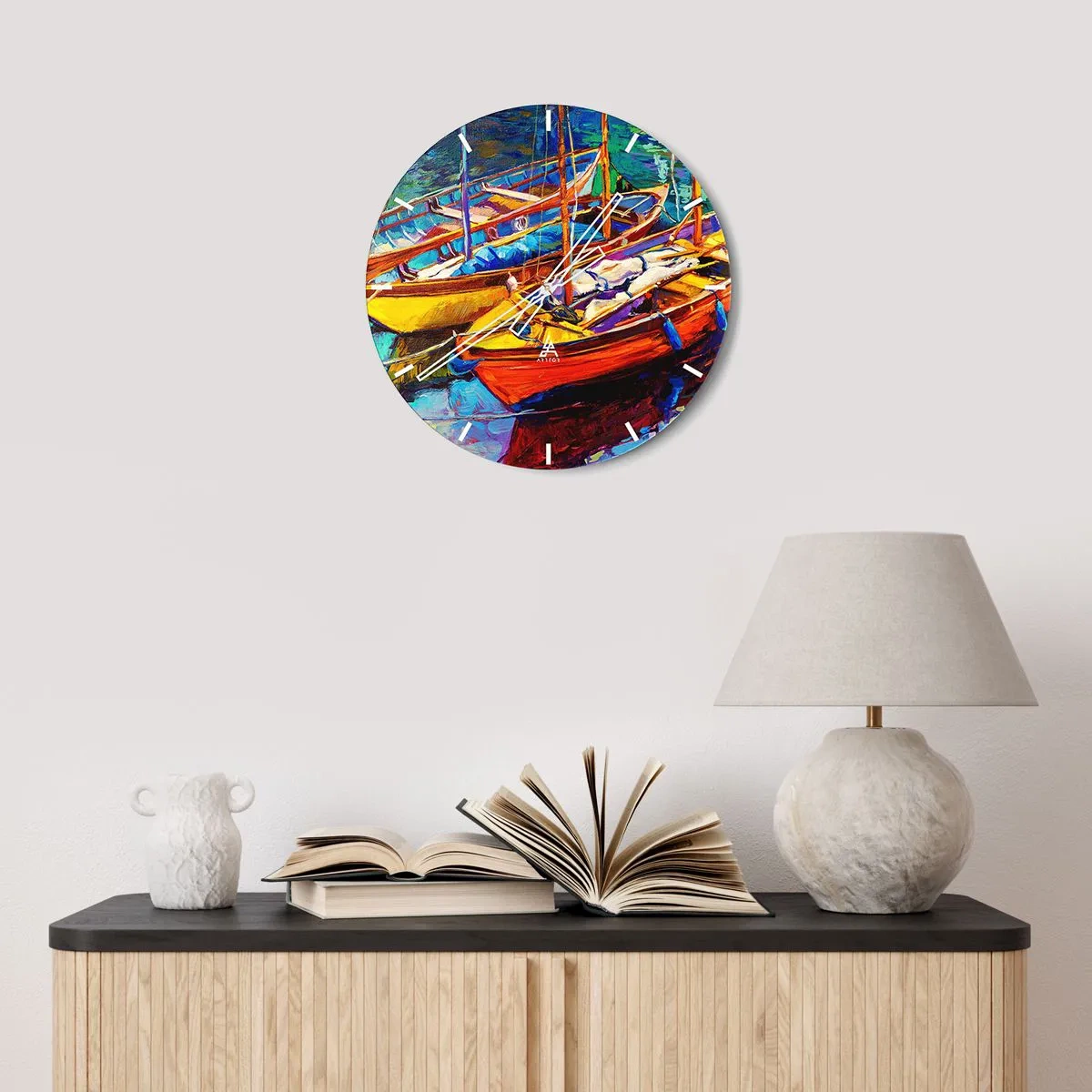 Wanduhr - Glasuhr - Auf Wasser dick mit Farben - 30x30 cm