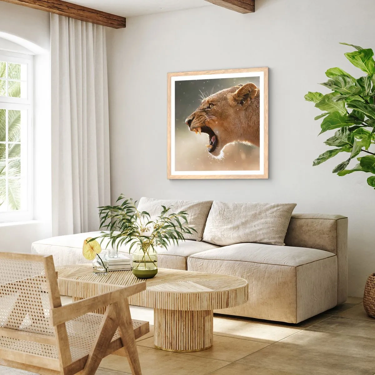 Poster in einem Rahmen aus heller Eiche - Versuch, nicht zuzuhören - 60x60 cm