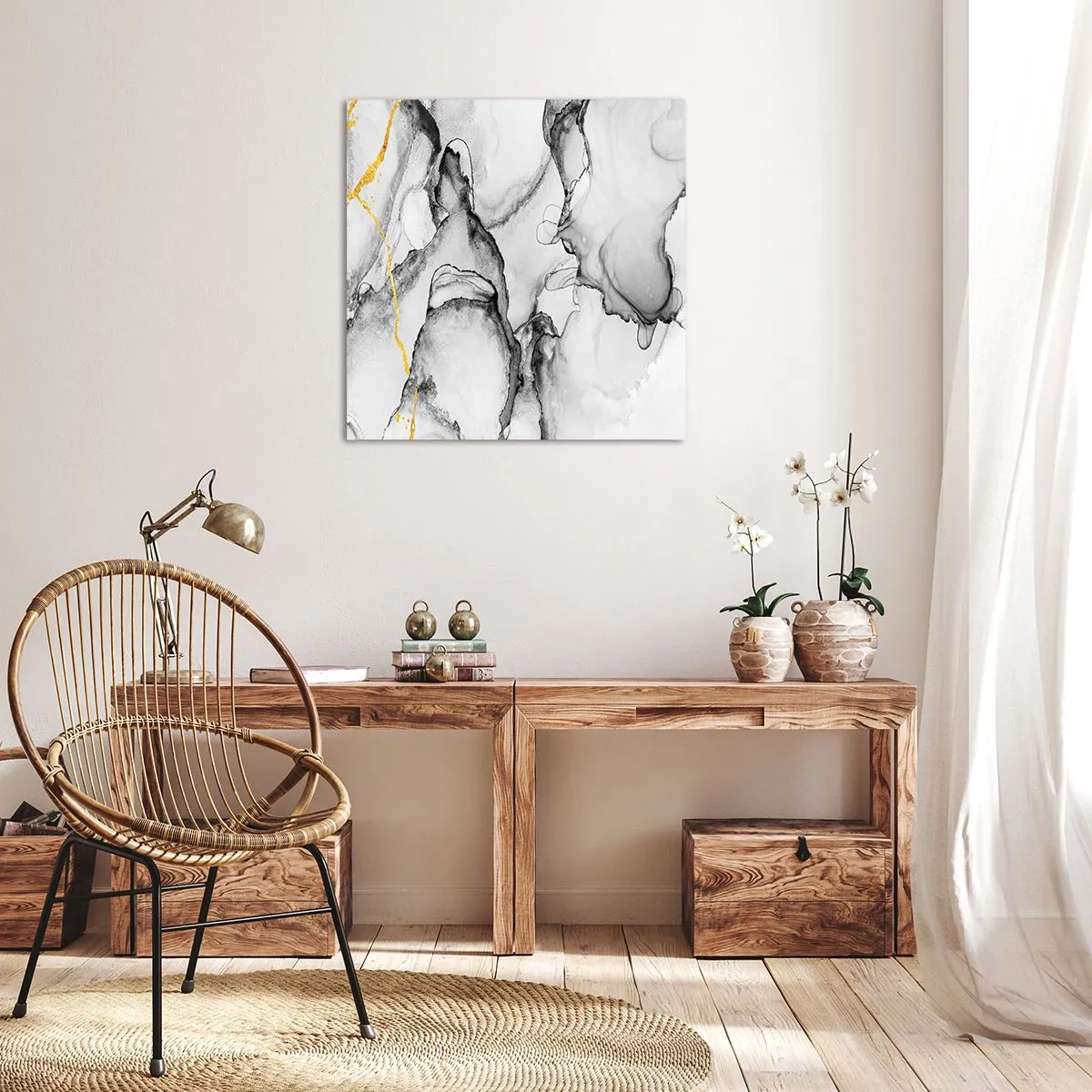 Bild auf Leinwand - Leinwandbild - Komposition mit Goldmotiv - 30x30 cm