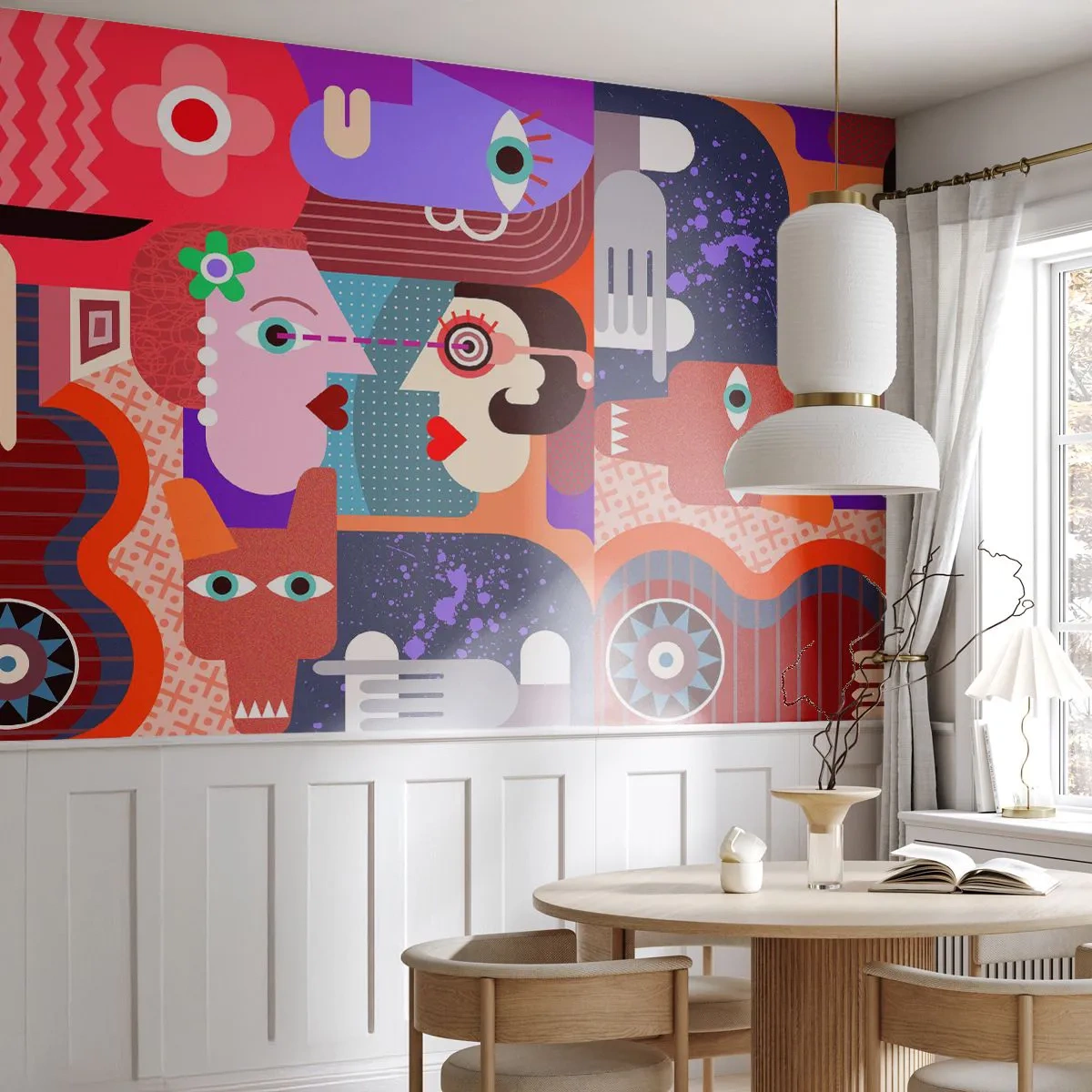 Selbstklebende Fototapete Deluxe Sticker - Augenhöhe - Abstraktion, Stück, Gesichter - 350x256 cm