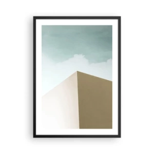 Poster in einem schwarzem Rahmen - Ein minimalistisches Gebäude mit zartem Himmel - 50x70cm - Geometrie des sonnigen Sommers - Moderne Wanddekoration für Wohnzimmer und Schlafzimmer ARTTOR