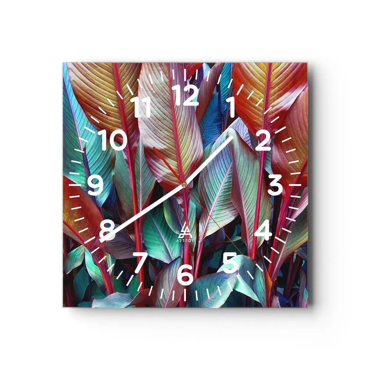 Wanduhr - Glasuhr - Buntes Dickicht - 30x30 cm