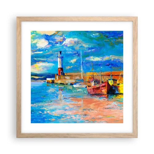 Poster in einem Rahmen aus heller Eiche - Ein Nachmittag in der Regenbogenbucht - 40x40 cm