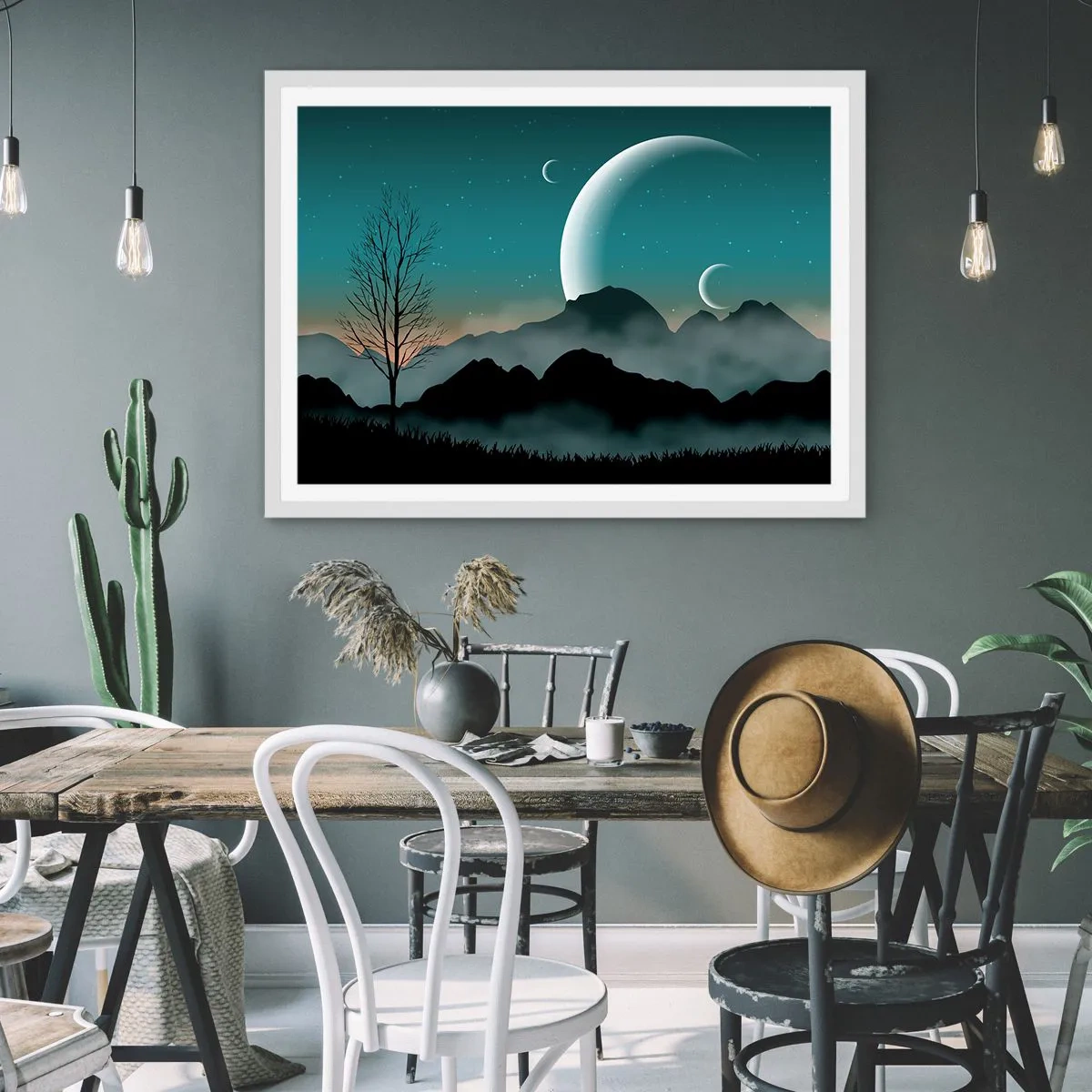 Poster in einem weißen Rahmen - Karneval in der Sternenacht - 100x70 cm