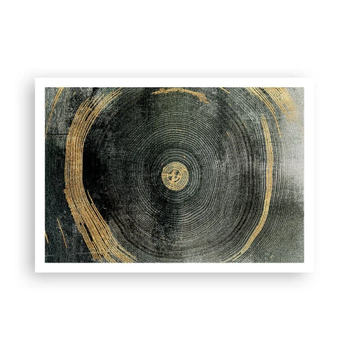 Poster - Konzentrische Kreise mit goldenen Akzenten - 100x70cm - Veränderung und Beständigkeit - Moderne Wanddekoration für Wohnzimmer und Schlafzimmer ARTTOR