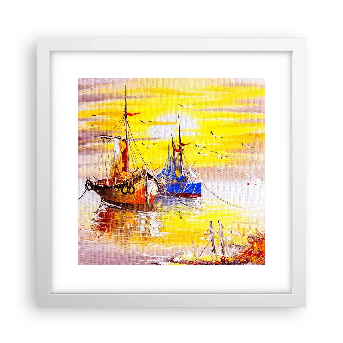 Poster in einem weißen Rahmen - Eine wohlverdiente Pause im Hafen - 30x30 cm