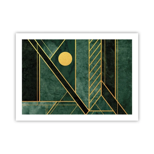 Poster - Dynamik von Gold und Azurblau - 70x50 cm