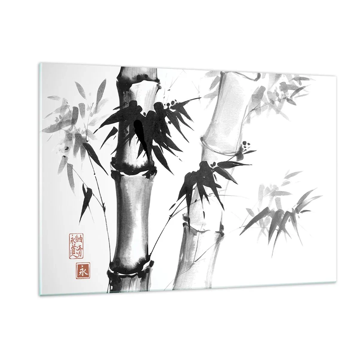 Glasbild - Bild auf glas - Bambus im traditionellen Stil - 120x80cm - Dem Orient ganz nah - Moderne Wanddekoration für Wohnzimmer und Schlafzimmer ARTTOR