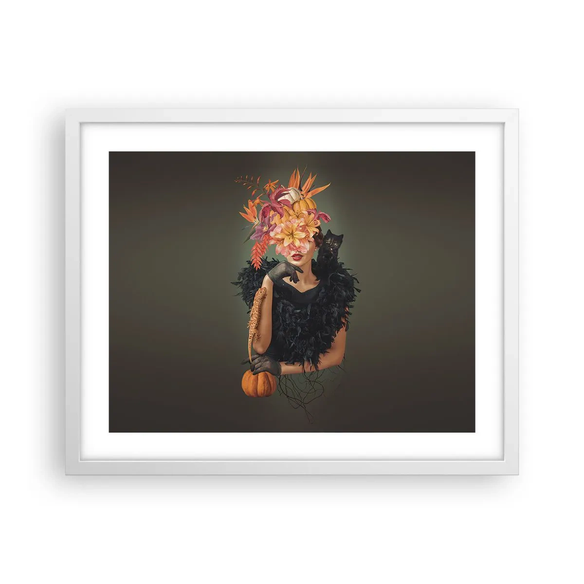 Poster in einem weißen Rahmen - Der Zauber einer Hexe - 50x40 cm